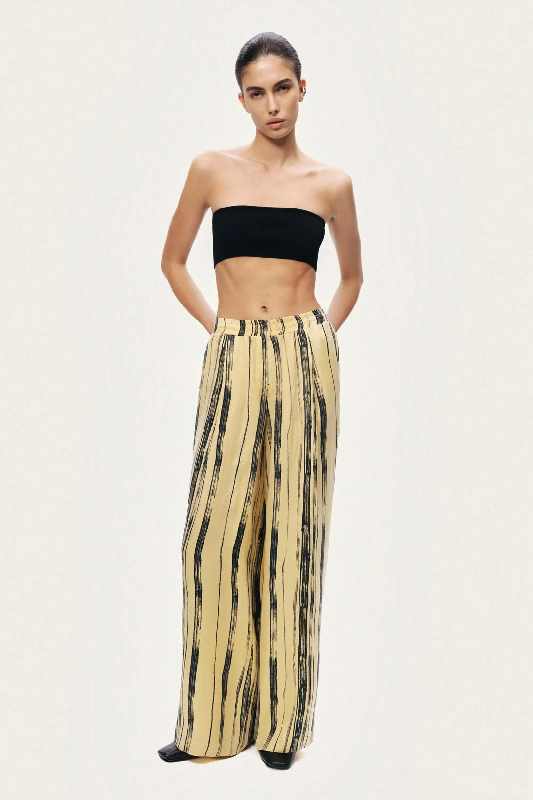 Nocturne Multi-Coloured Women Striped Wide-Leg Pants SKU: N26YN3484_0007 Image 03