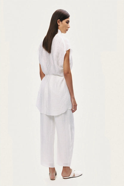 Nocturne White Women Relaxed Linen Pants SKU: N26YN3485_0001 Image 03