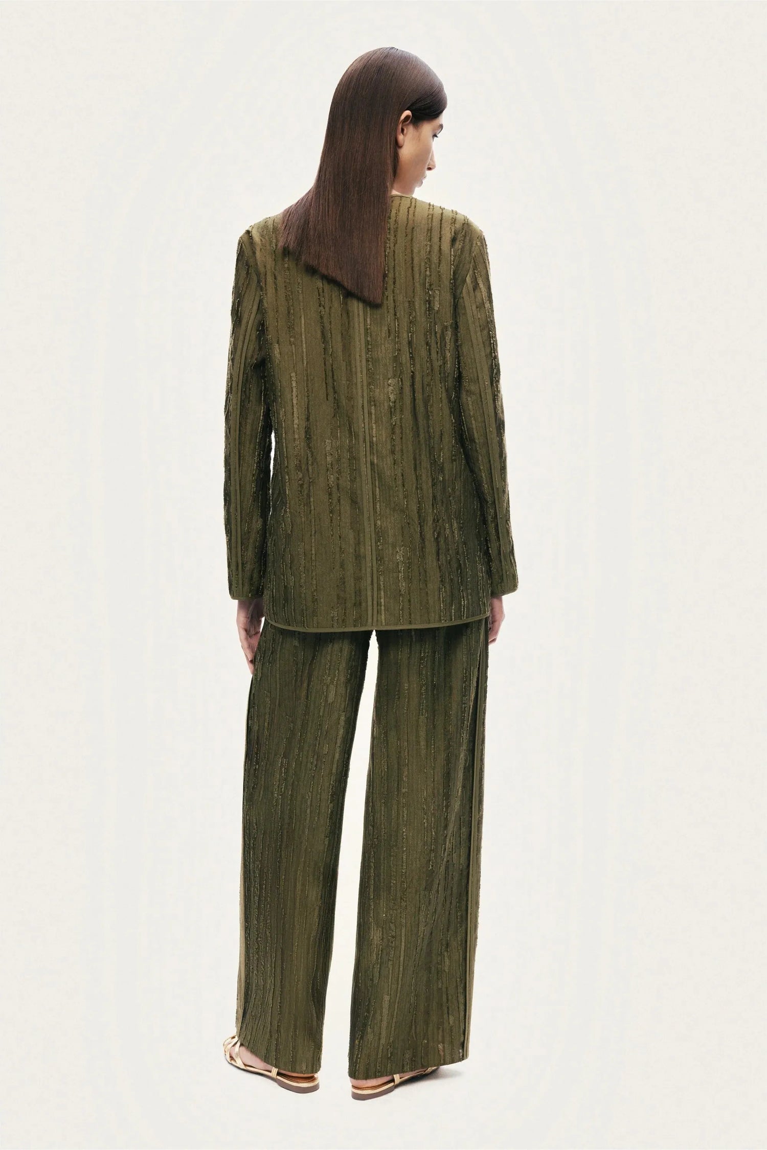 Nocturne Khaki Women Textured Wide-Leg Pants SKU: N26YN3488_0010 Image 07