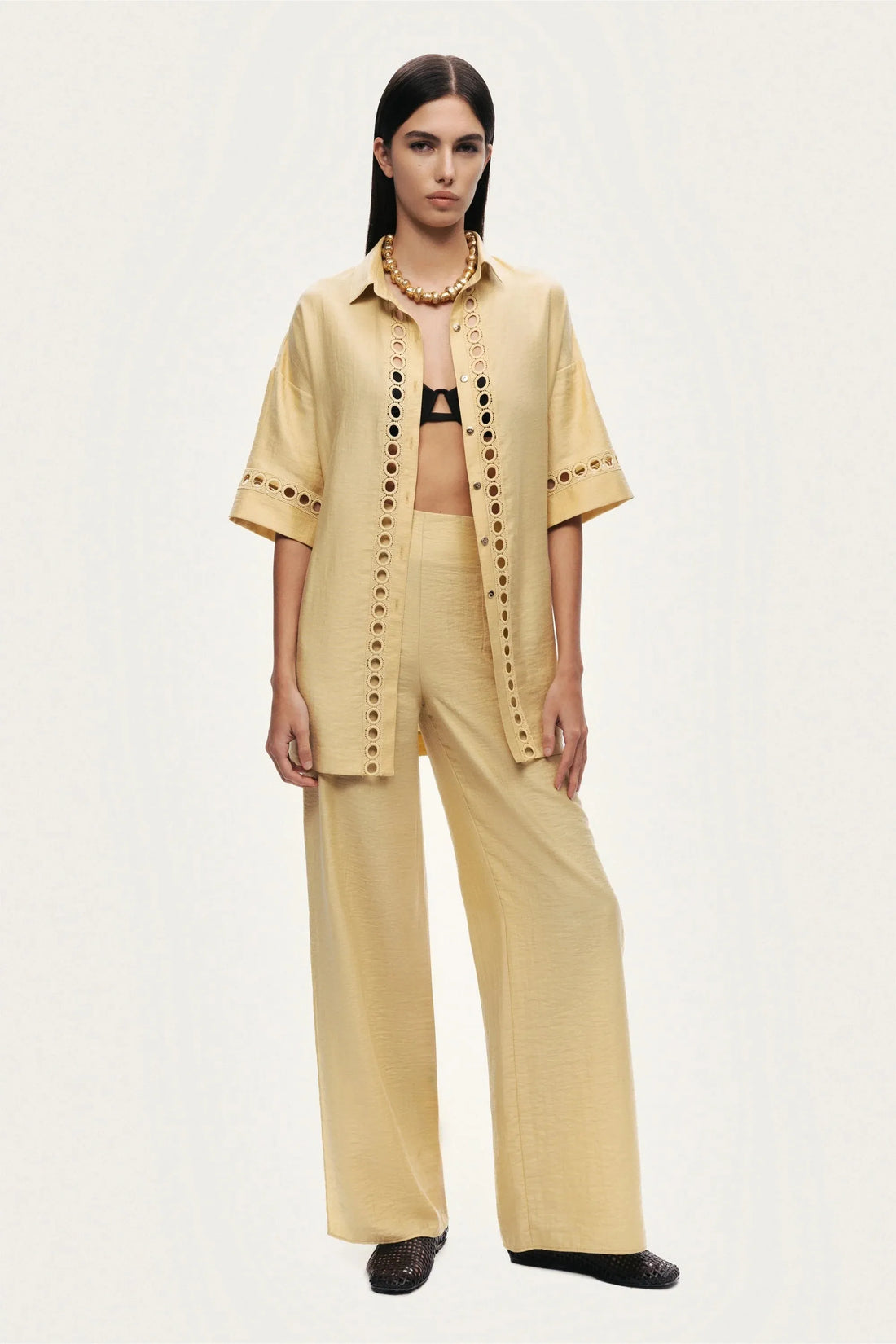 Nocturne Yellow Women Relaxed Straight-Leg Pants SKU: N26YN3491_0013 Image 02