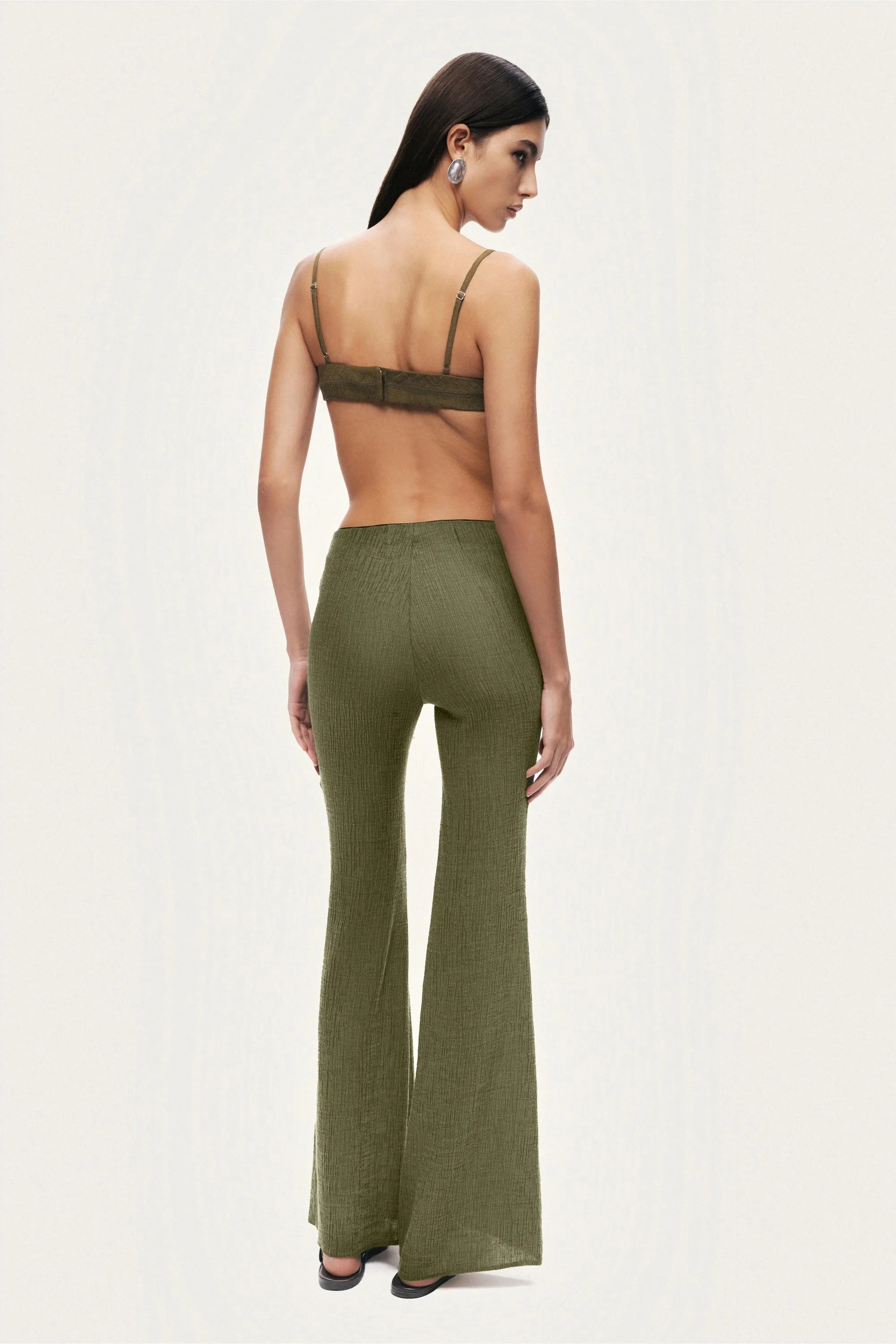 Nocturne Khaki Women Flared High-Waist Pants SKU: N26YN3492_0010 Image 06