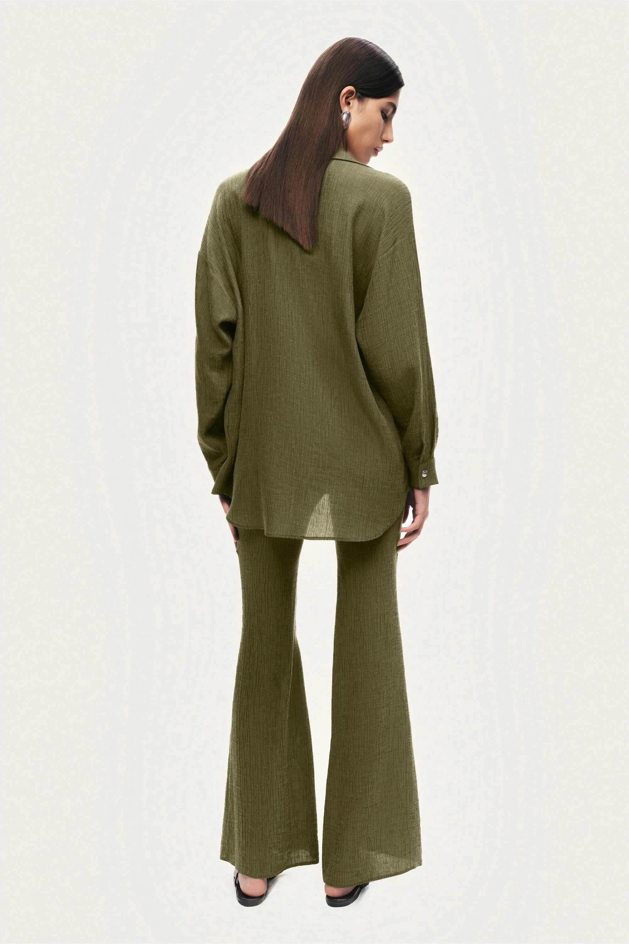 Nocturne Khaki Women Flared High-Waist Pants SKU: N26YN3492_0010 Image 07