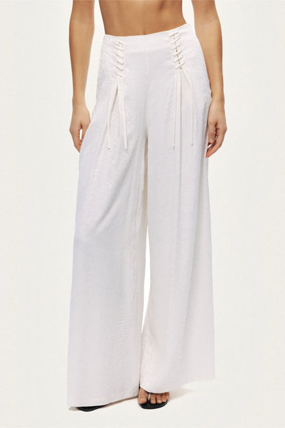 Nocturne Off-White Women Lace-Up Wide-Leg Pants SKU: N26YN3501_0014 Image 06