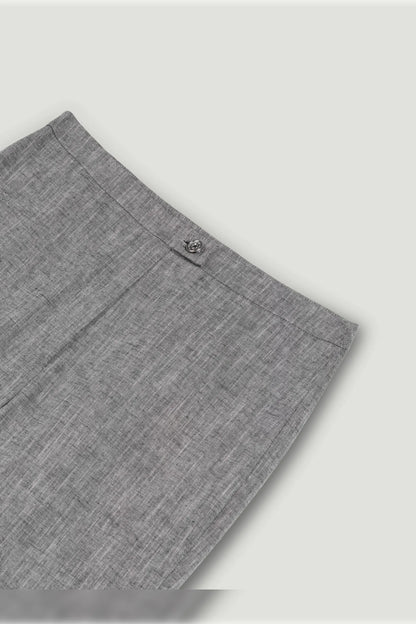 Nocturne Grey Melange Women Tailored Linen Blend Capri Pants SKU: N26YN3502_0112 Image 08