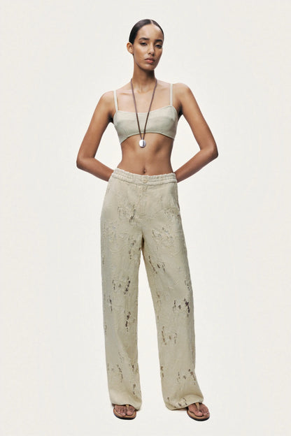Nocturne Off-White Women Jacquard Wide-Leg Trousers SKU: N26YN3504_0014 Image 02