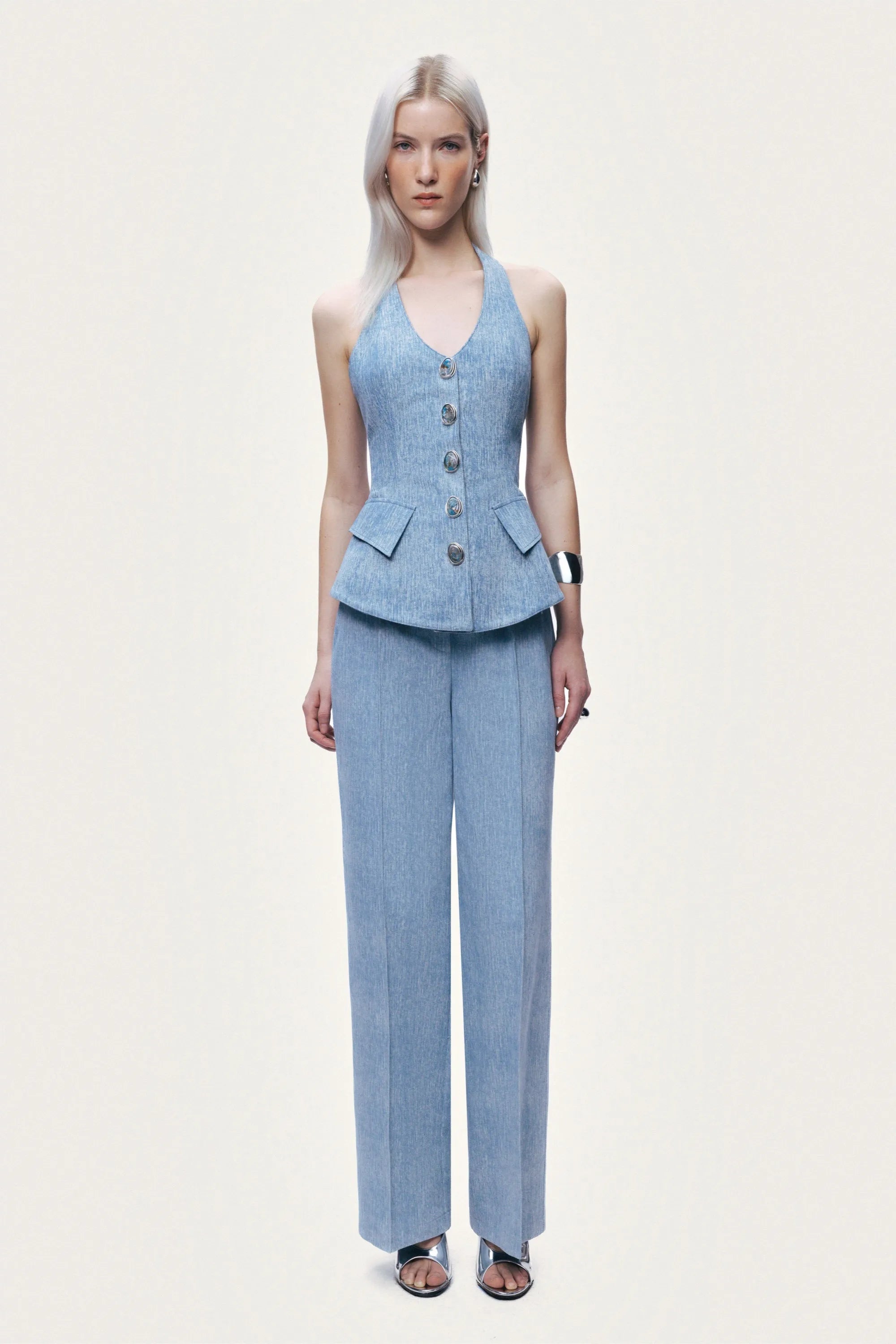 Nocturne Blue Women High-Waist Wide-Leg Trouser SKU: N26YN3509_0011 Image 02