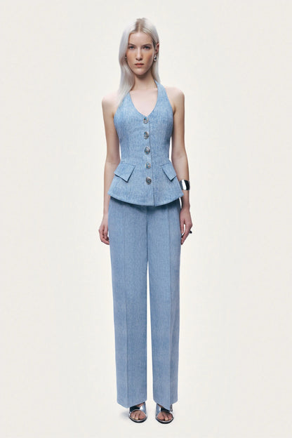 Nocturne Blue Women High-Waist Wide-Leg Trouser SKU: N26YN3509_0011 Image 02
