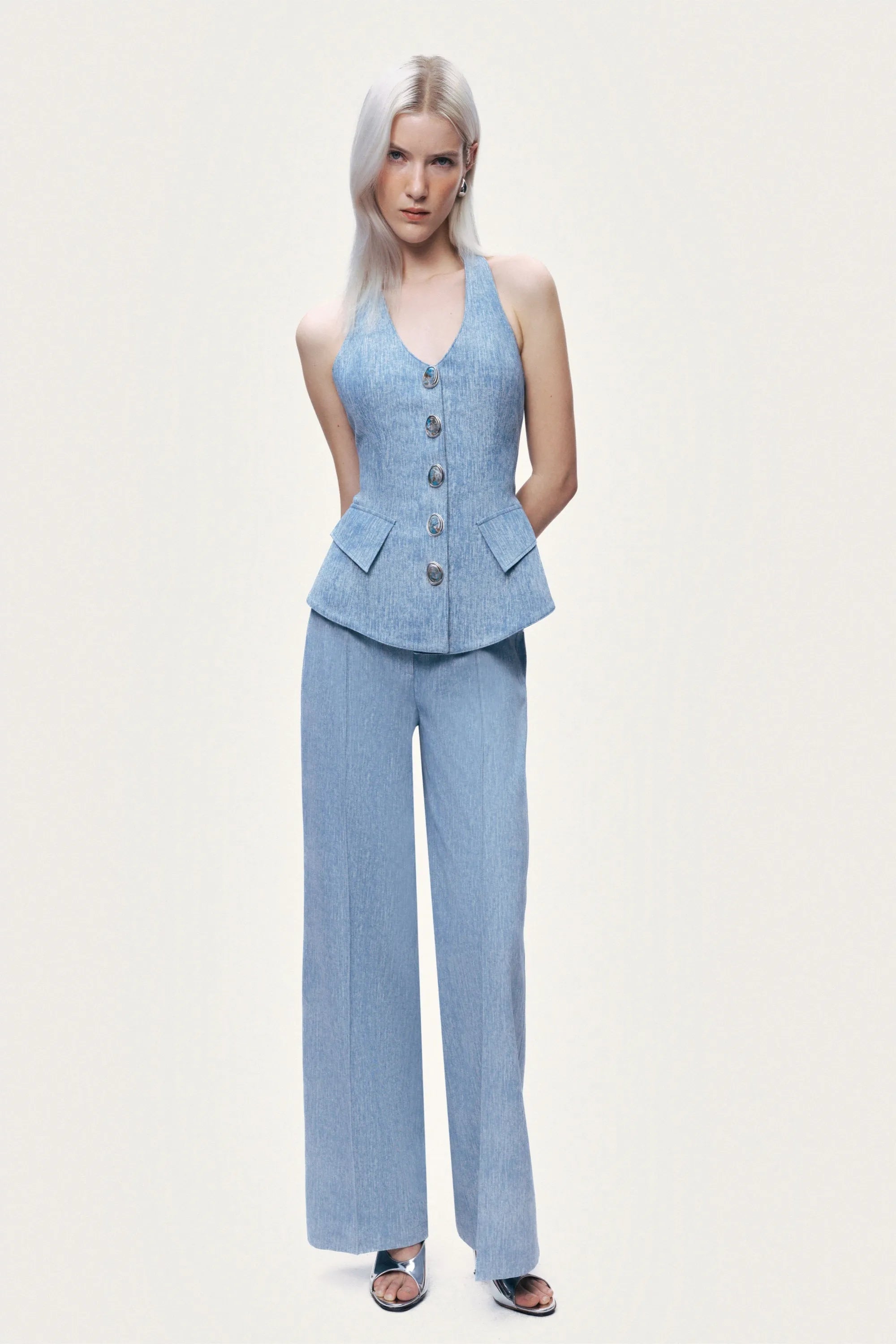 Nocturne Blue Women High-Waist Wide-Leg Trouser SKU: N26YN3509_0011 Image 04