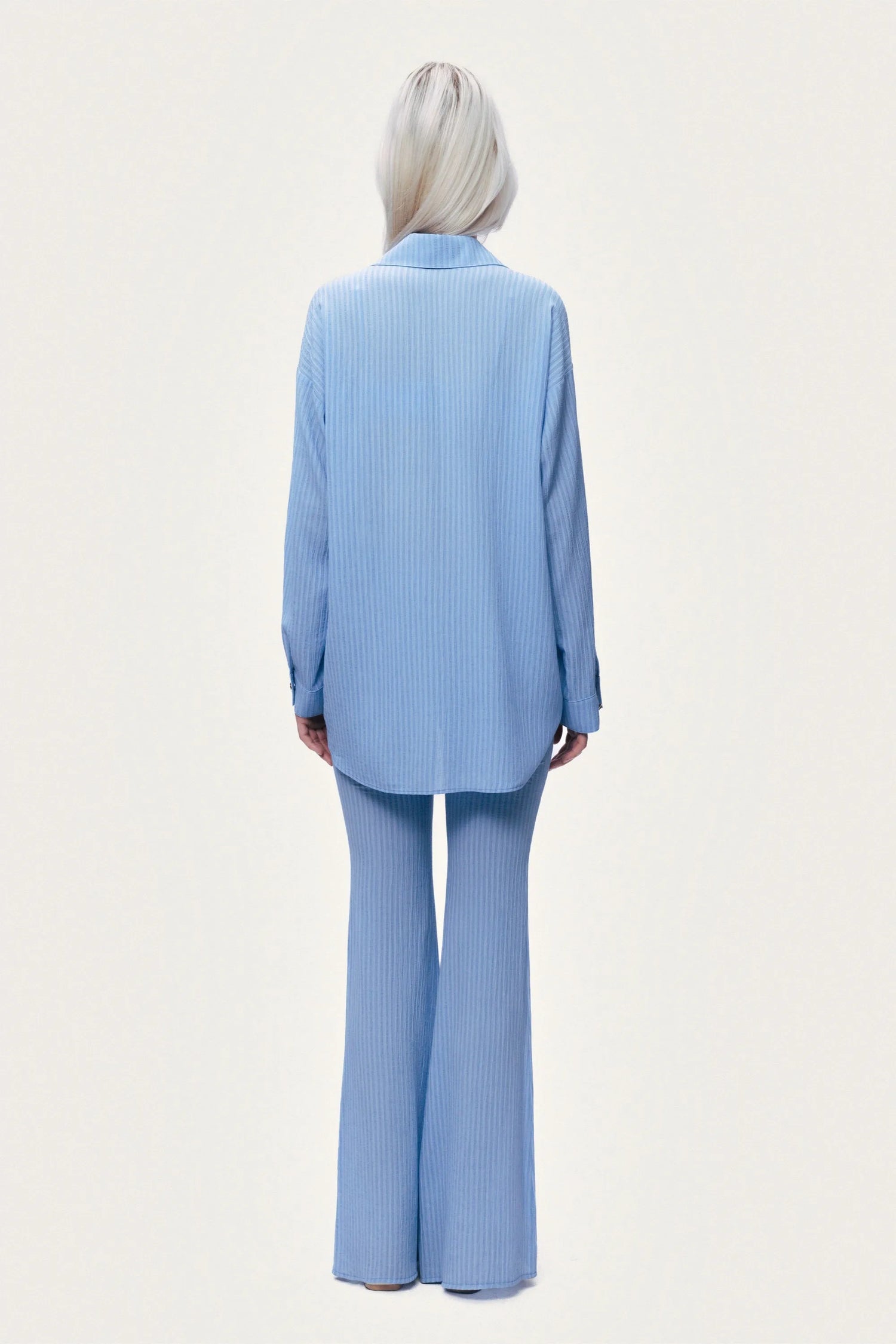 Nocturne Blue Women High-Waist Flare Trousers SKU: N26YN3510_0011 Image 06