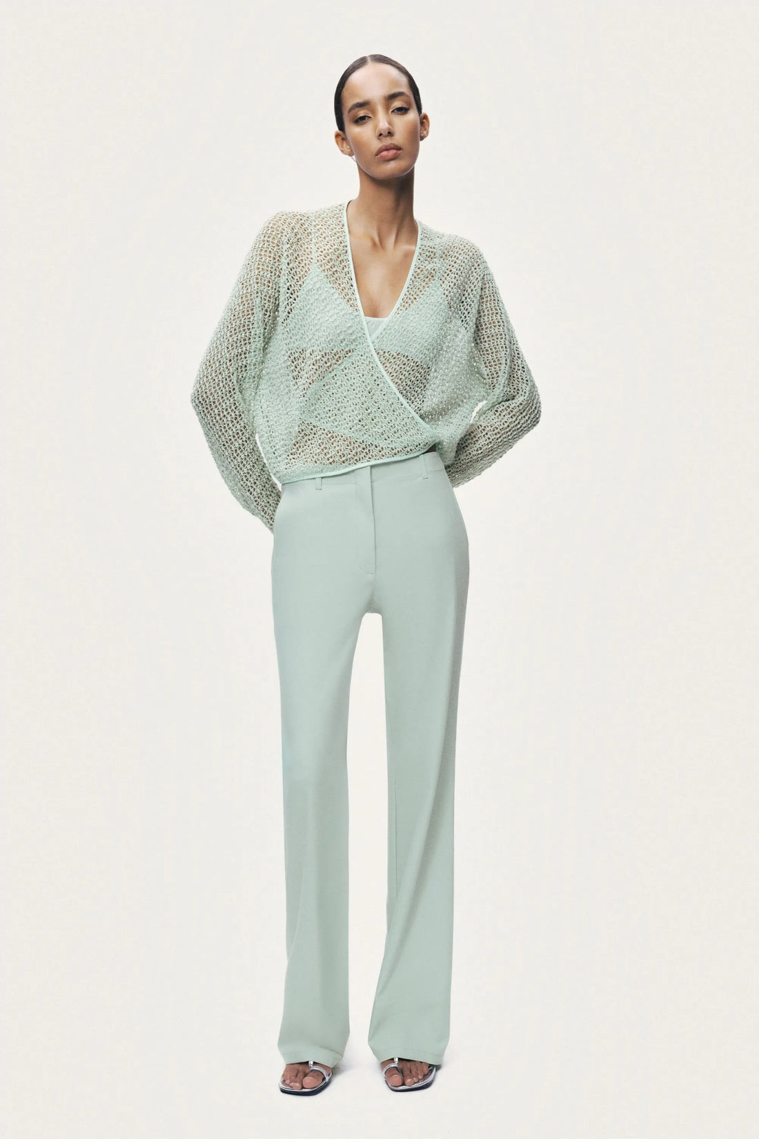 Nocturne Mint Green Women Straight Leg Trouser SKU: N26YN3514_0037 Image 05