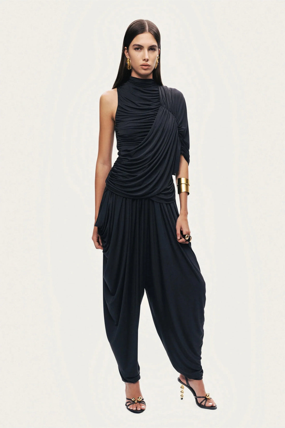Nocturne Black Women Draped Relaxed-Fit Pants SKU: N26YN3515_0002 Image 02