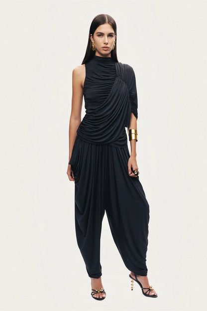 Nocturne Black Women Draped Relaxed-Fit Pants SKU: N26YN3515_0002 Image 02
