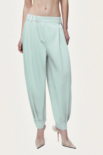 Nocturne Mint Green Women Draped High-Waist Harem Trouser SKU: N26YN3516_0037 Image 03