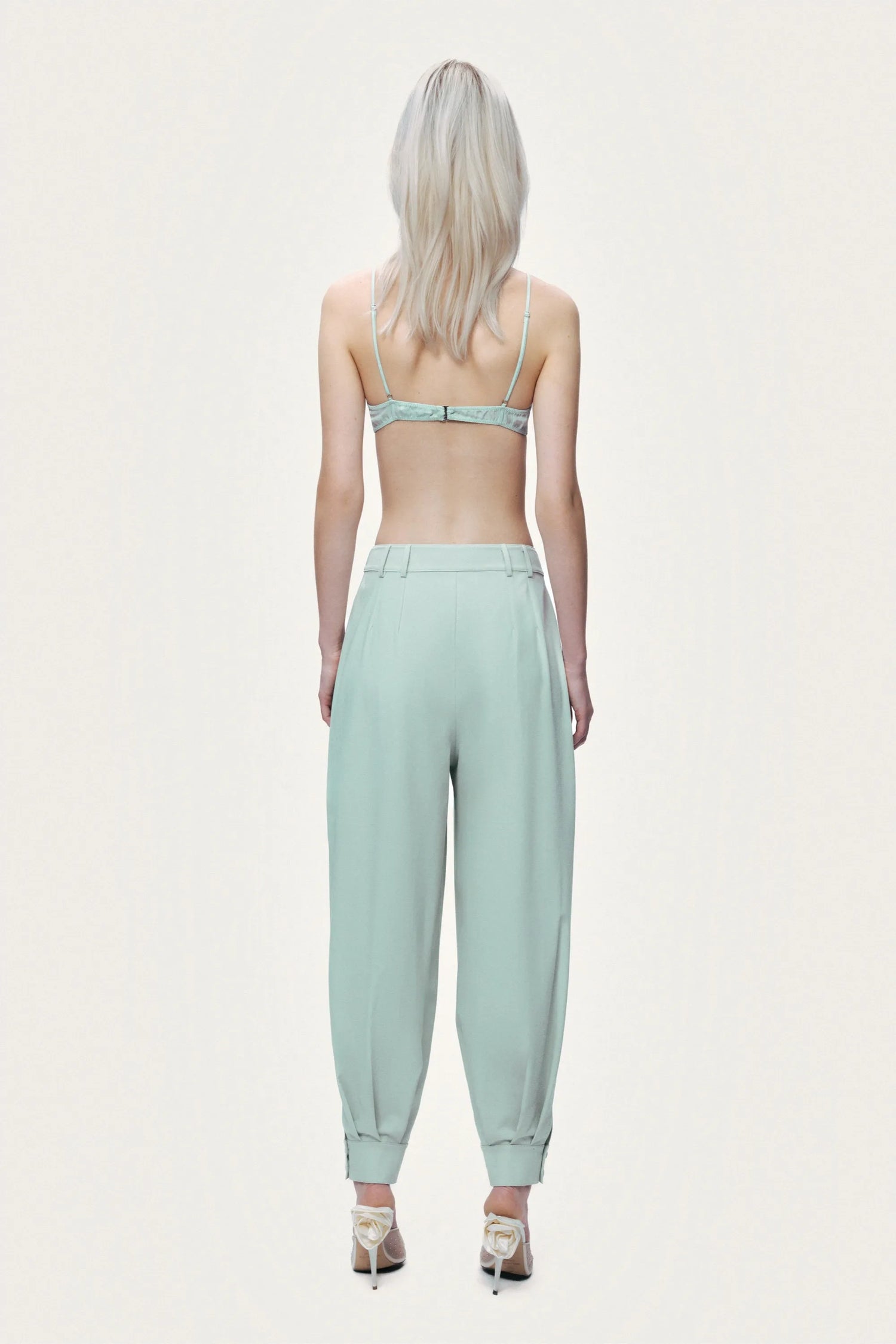 Nocturne Mint Green Women Draped High-Waist Harem Trouser SKU: N26YN3516_0037 Image 05