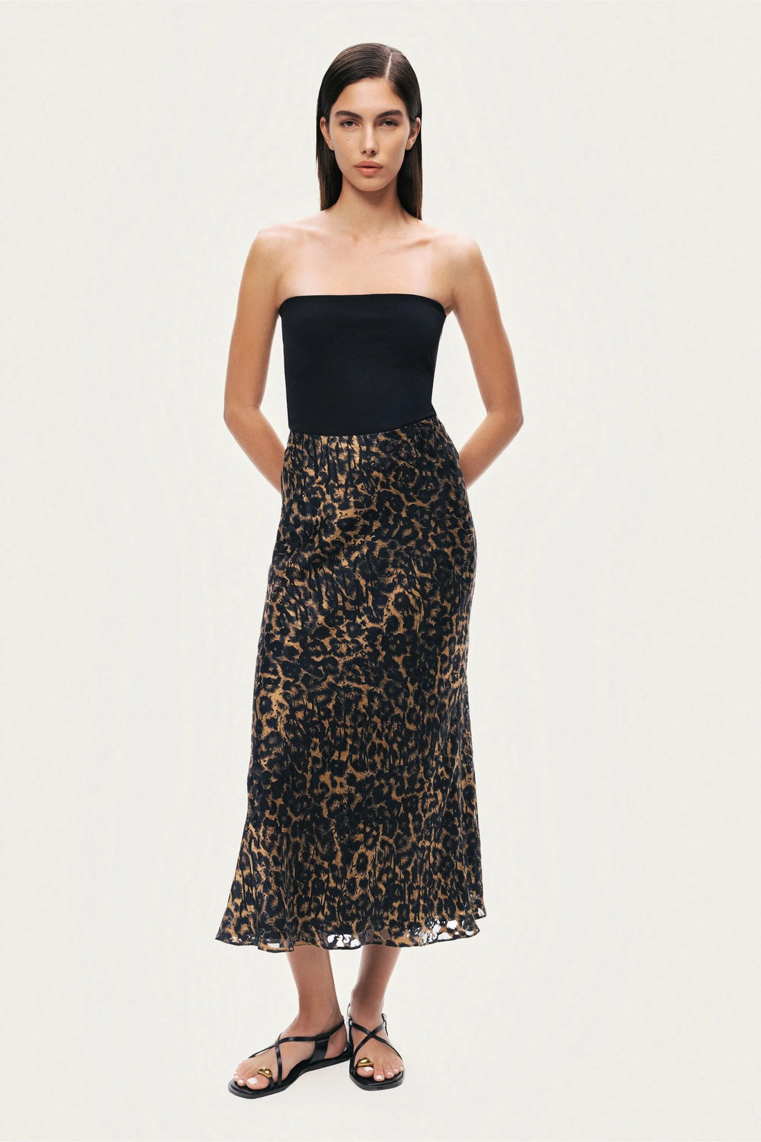 Nocturne Multi-Coloured Women Printed Leopard Midi Skirt SKU: N26YN4255_0007 Image 02