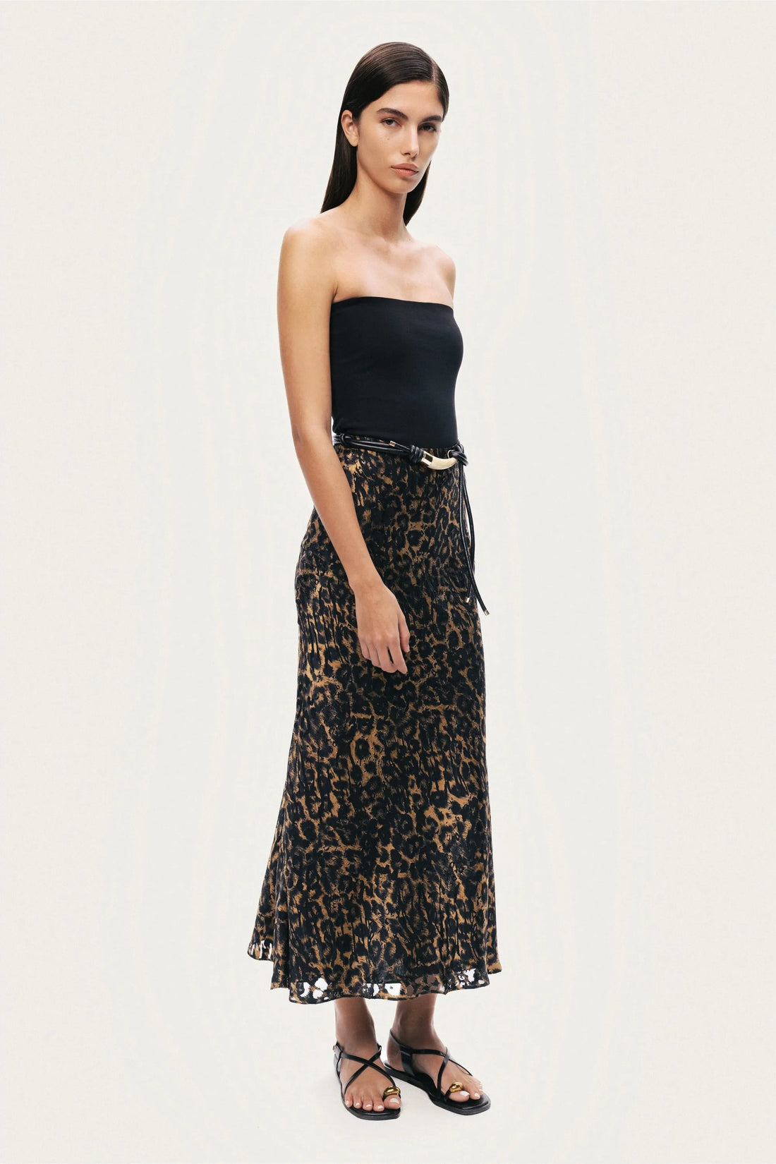 Nocturne Multi-Coloured Women Printed Leopard Midi Skirt SKU: N26YN4255_0007 Image 03