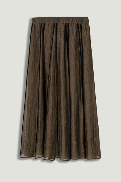 Nocturne Camel Women Sheer Pleated Midi Skirt SKU: N26YN4258_0053 Image 01