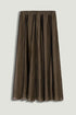 Nocturne Camel Women Sheer Pleated Midi Skirt SKU: N26YN4258_0053 Image 01