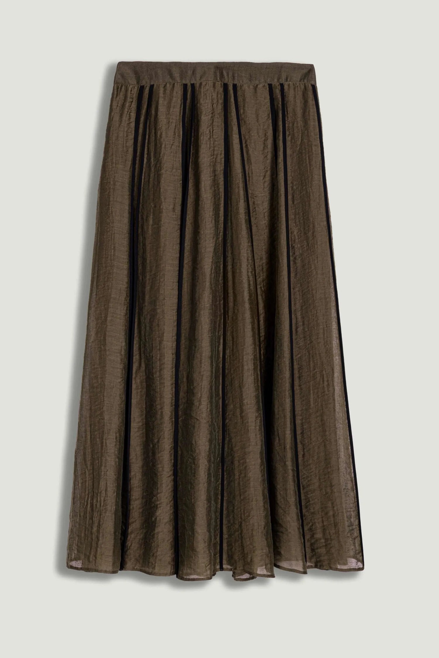 Nocturne Camel Women Sheer Pleated Midi Skirt SKU: N26YN4258_0053 Image 10