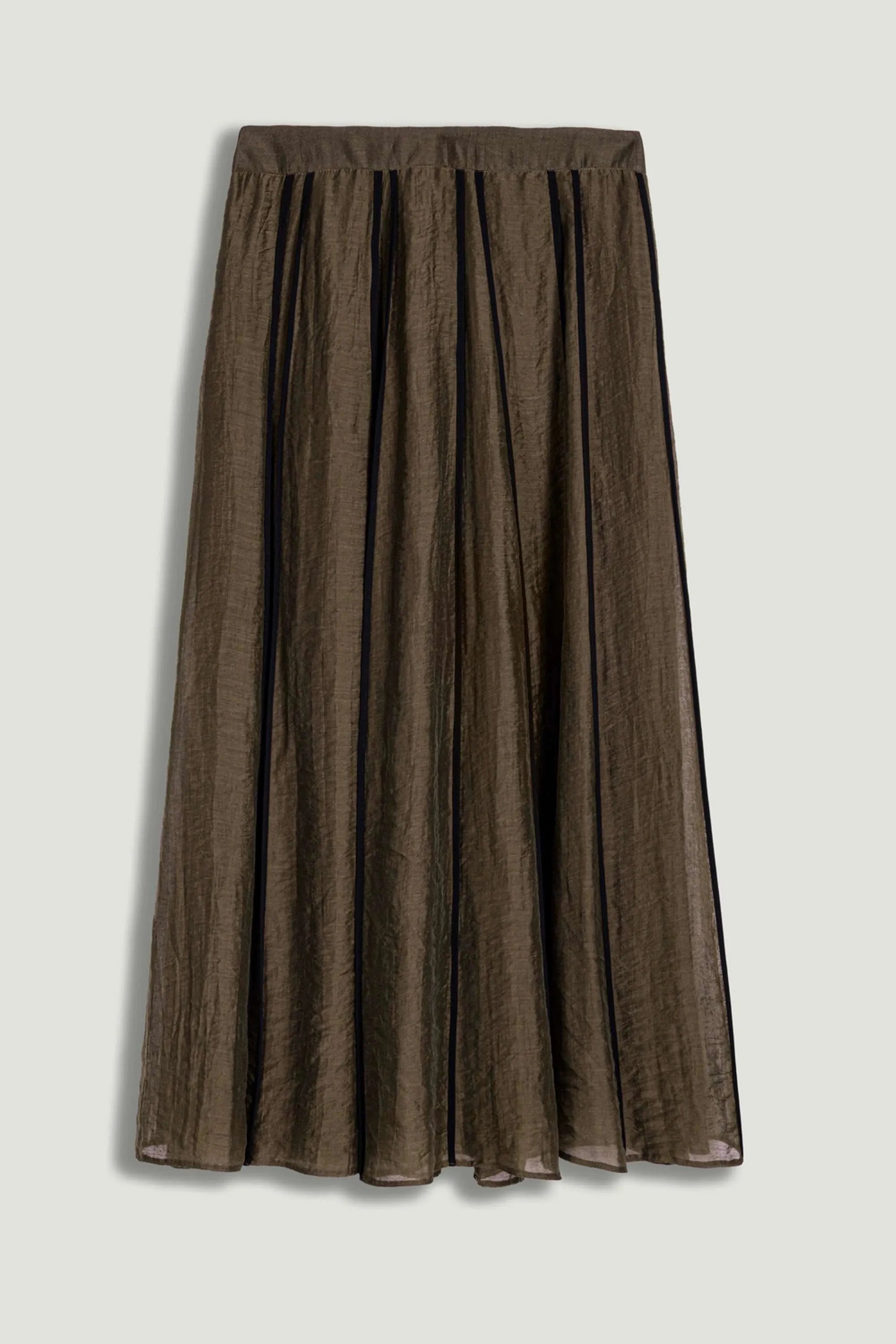 Nocturne Camel Women Sheer Pleated Midi Skirt SKU: N26YN4258_0053 Image 10