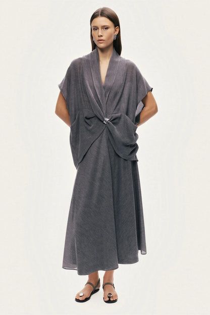 Nocturne Grey Women Flowing Midi Skirt SKU: N26YN4266_0008 Image 02