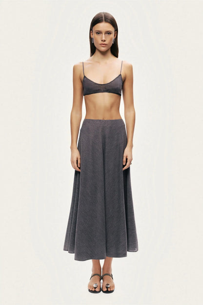 Nocturne Grey Women Flowing Midi Skirt SKU: N26YN4266_0008 Image 03