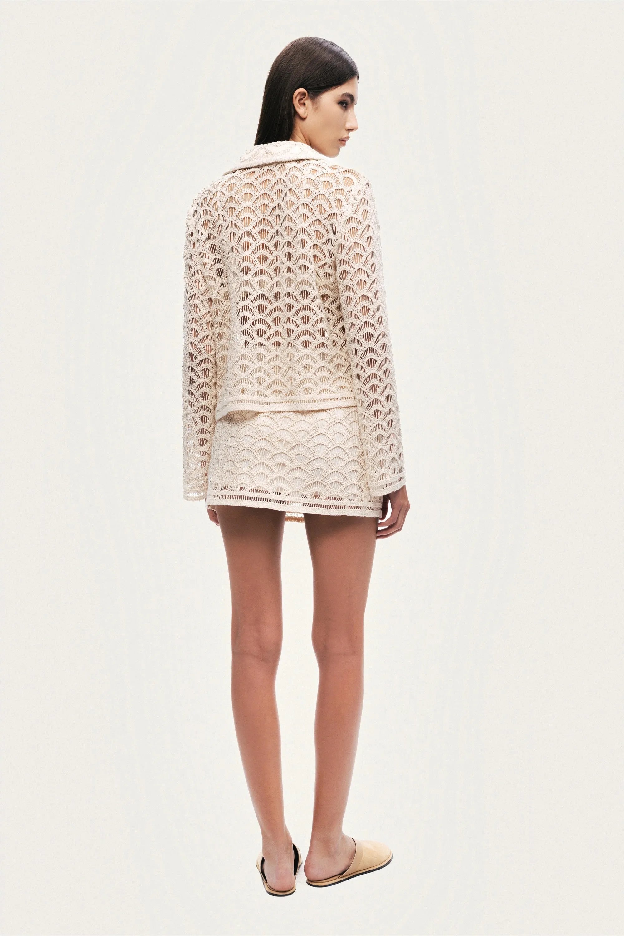 Nocturne Off-White Women High-Waisted Lace Mini Skirt SKU: N26YN4269_0014 Image 07