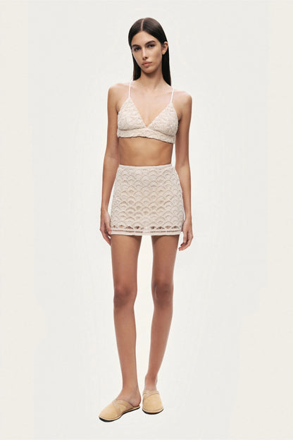 Nocturne Off-White Women High-Waisted Lace Mini Skirt SKU: N26YN4269_0014 Image 08