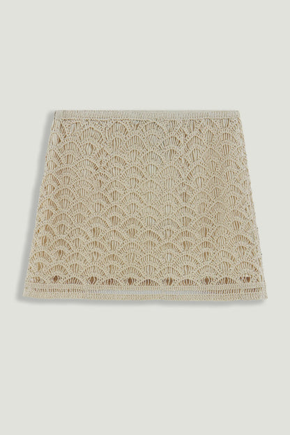 Nocturne Off-White Women High-Waisted Lace Mini Skirt SKU: N26YN4269_0014 Image 12