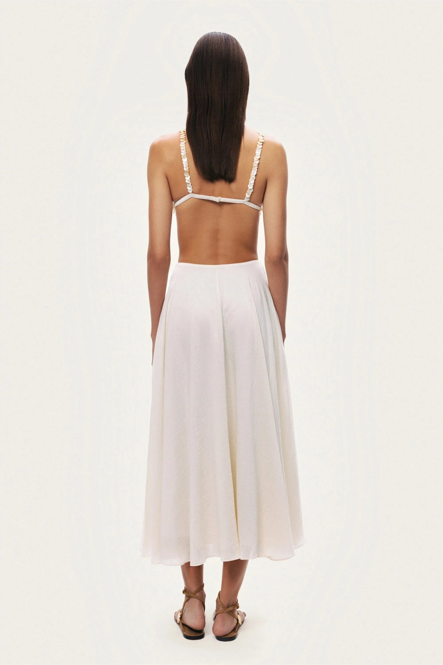 Nocturne Off-White Women Flowy High-Waisted Midi Skirt SKU: N26YN4270_0014 Image 07