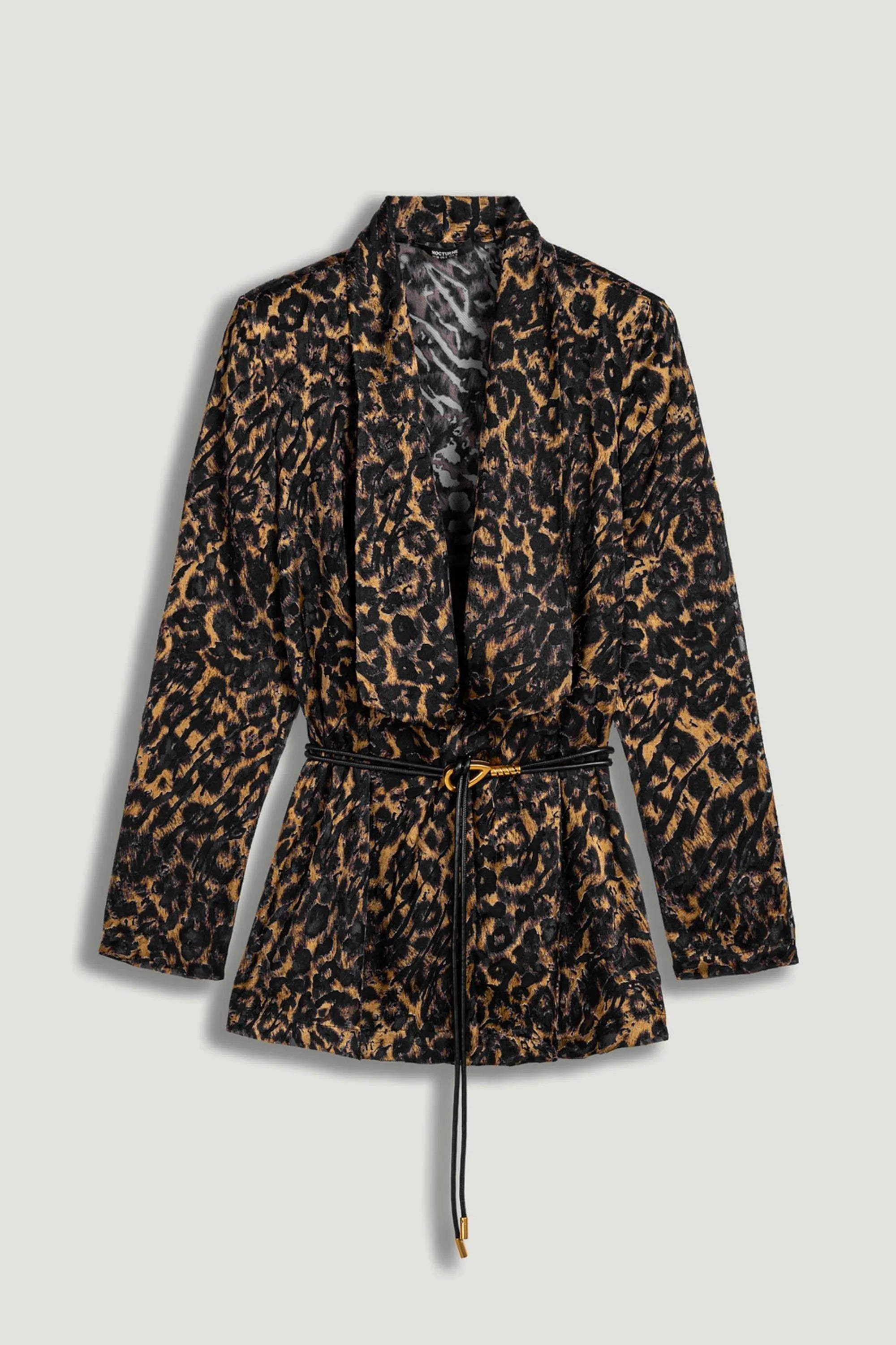 Nocturne Multi-Coloured Women Printed Leopard Belted Jacket SKU: N26YN5357_0007 Image 01