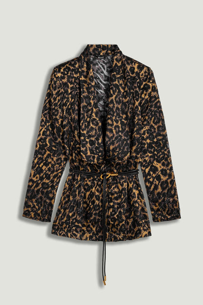 Nocturne Multi-Coloured Women Printed Leopard Belted Jacket SKU: N26YN5357_0007 Image 01