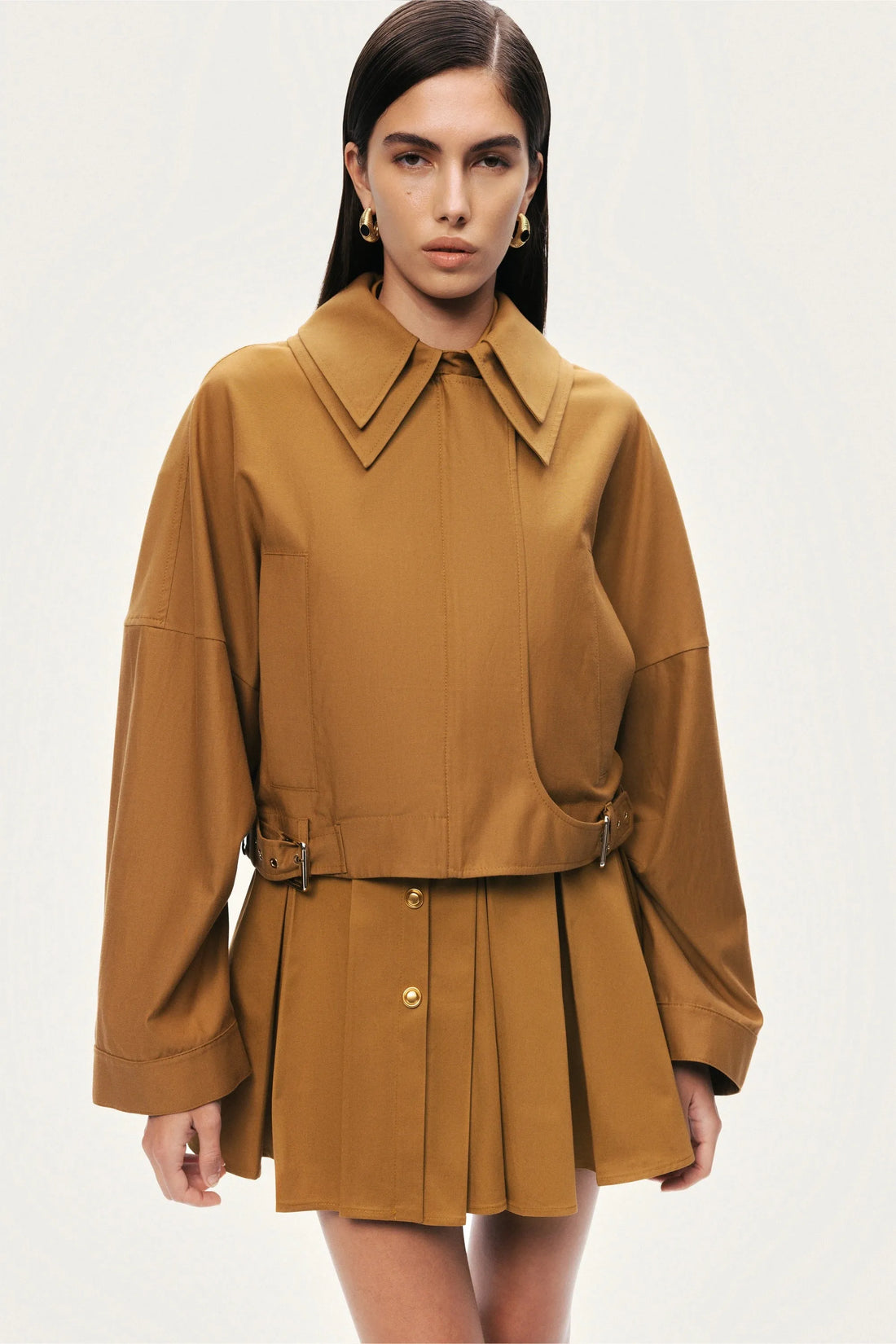Nocturne Camel Women Belted Utility Jacket SKU: N26YN5358_0053 Image 02