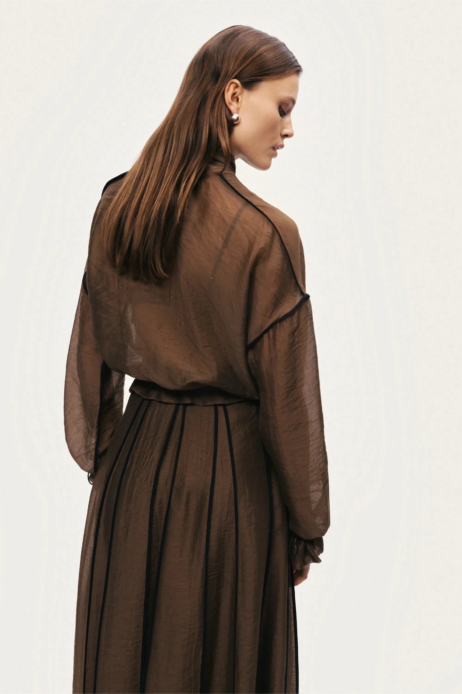 Nocturne Camel Women Sheer Zip-Front Jacket SKU: N26YN5359_0053 Image 09