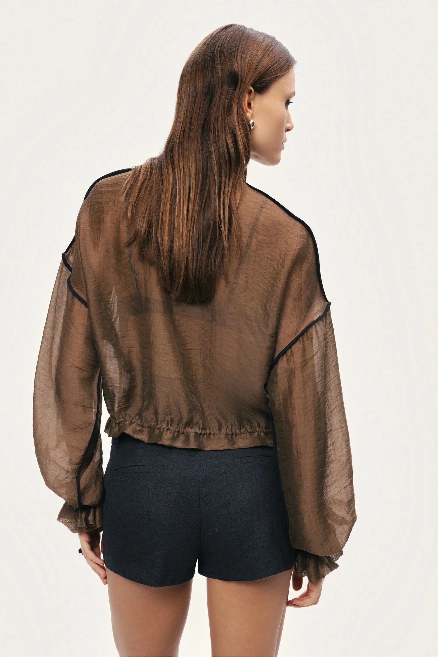 Nocturne Camel Women Sheer Zip-Front Jacket SKU: N26YN5359_0053 Image 10