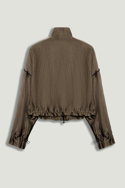Nocturne Camel Women Sheer Zip-Front Jacket SKU: N26YN5359_0053 Image 12