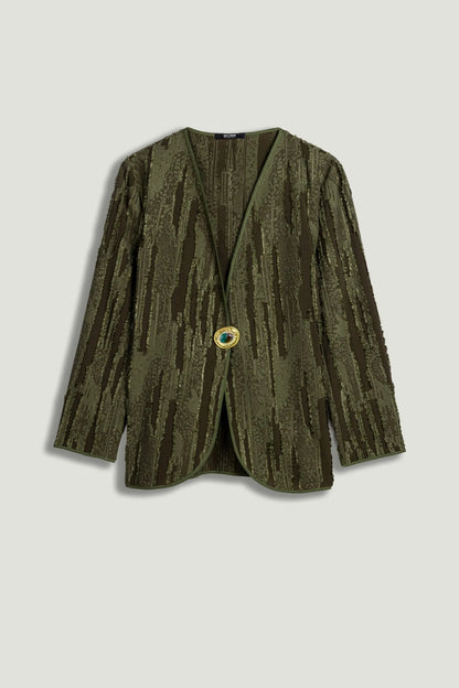 Nocturne Khaki Women Textured Tailored Jacket SKU: N26YN5365_0010 Image 01