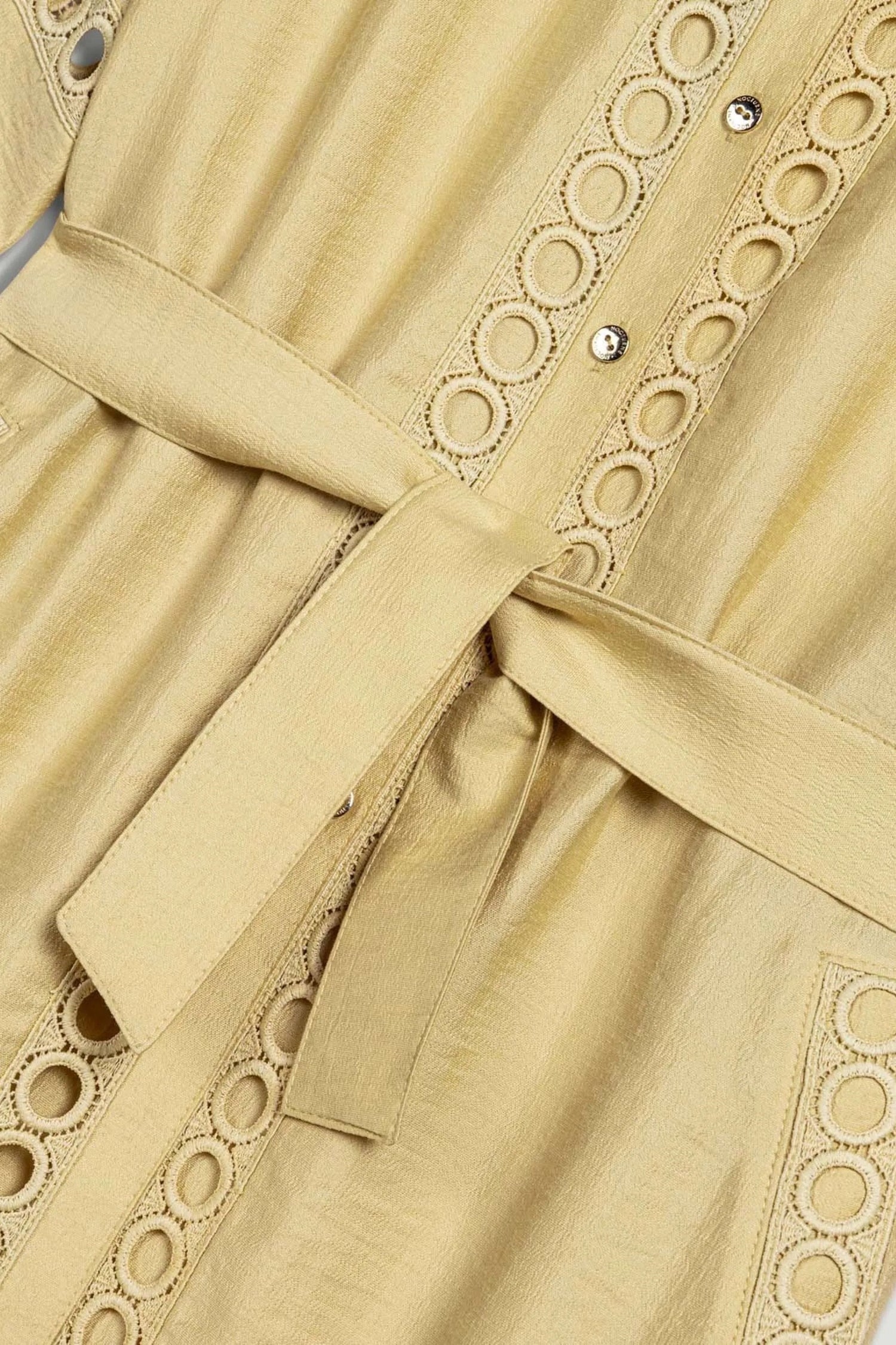 Nocturne Yellow Women Belted Eyelet Detail Short-Sleeve Jacket SKU: N26YN5366_0013 Image 11