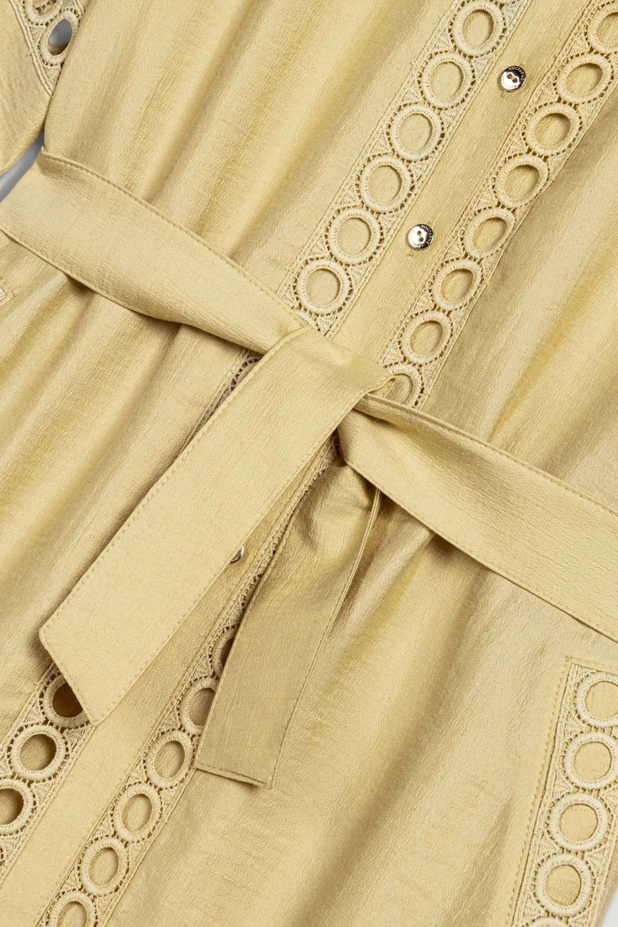 Nocturne Yellow Women Belted Eyelet Detail Short-Sleeve Jacket SKU: N26YN5366_0013 Image 11