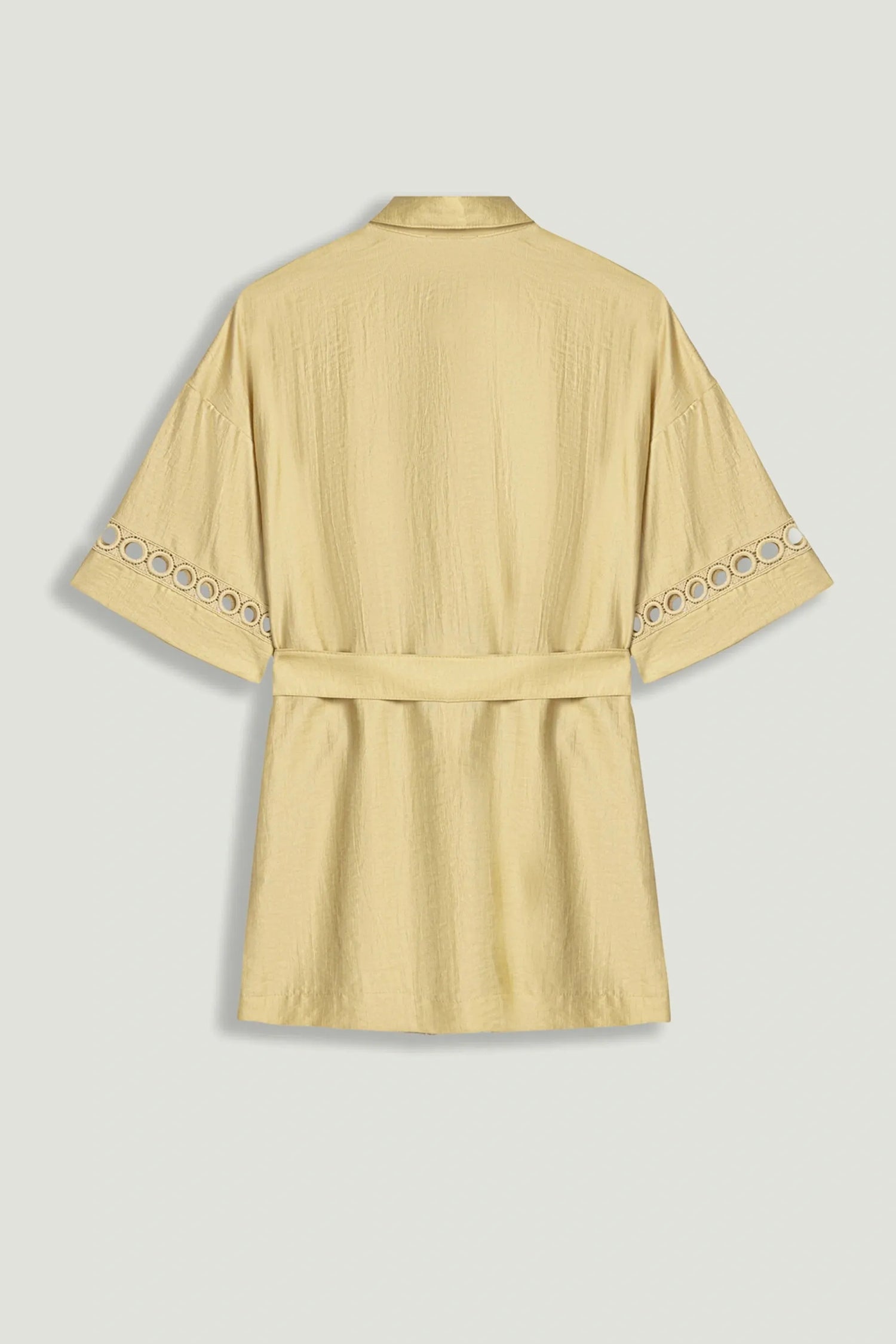 Nocturne Yellow Women Belted Eyelet Detail Short-Sleeve Jacket SKU: N26YN5366_0013 Image 12