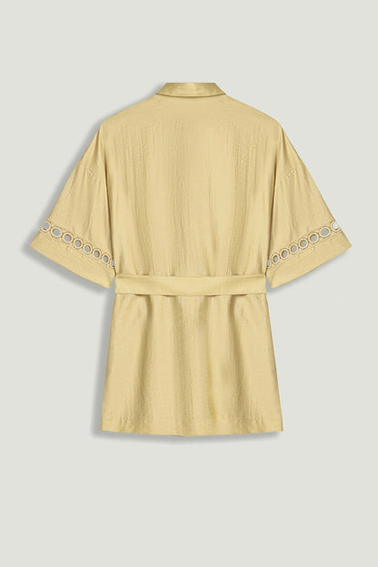 Nocturne Yellow Women Belted Eyelet Detail Short-Sleeve Jacket SKU: N26YN5366_0013 Image 12