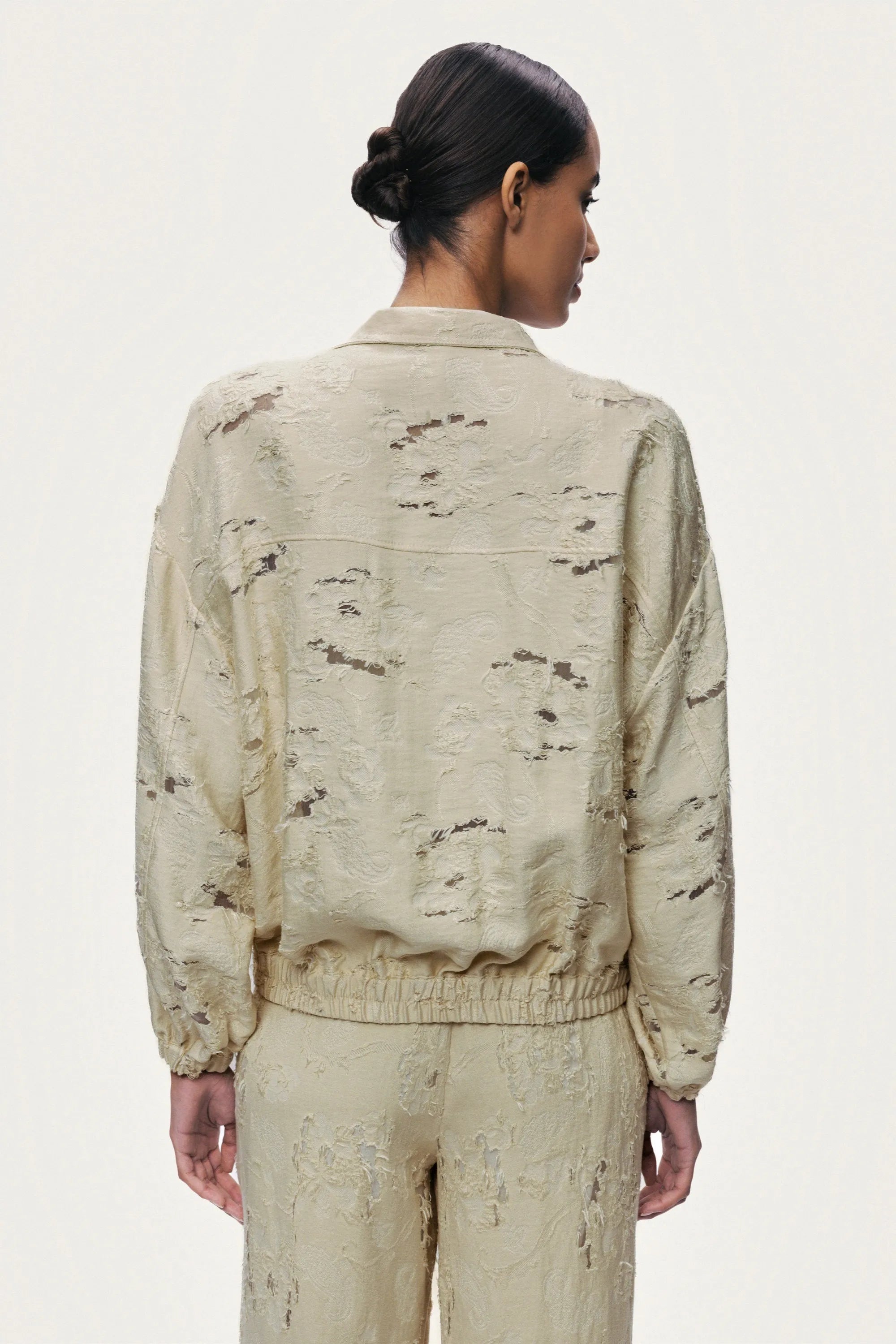 Nocturne Off-White Women Jacquard Bomber Jacket SKU: N26YN5374_0014 Image 07