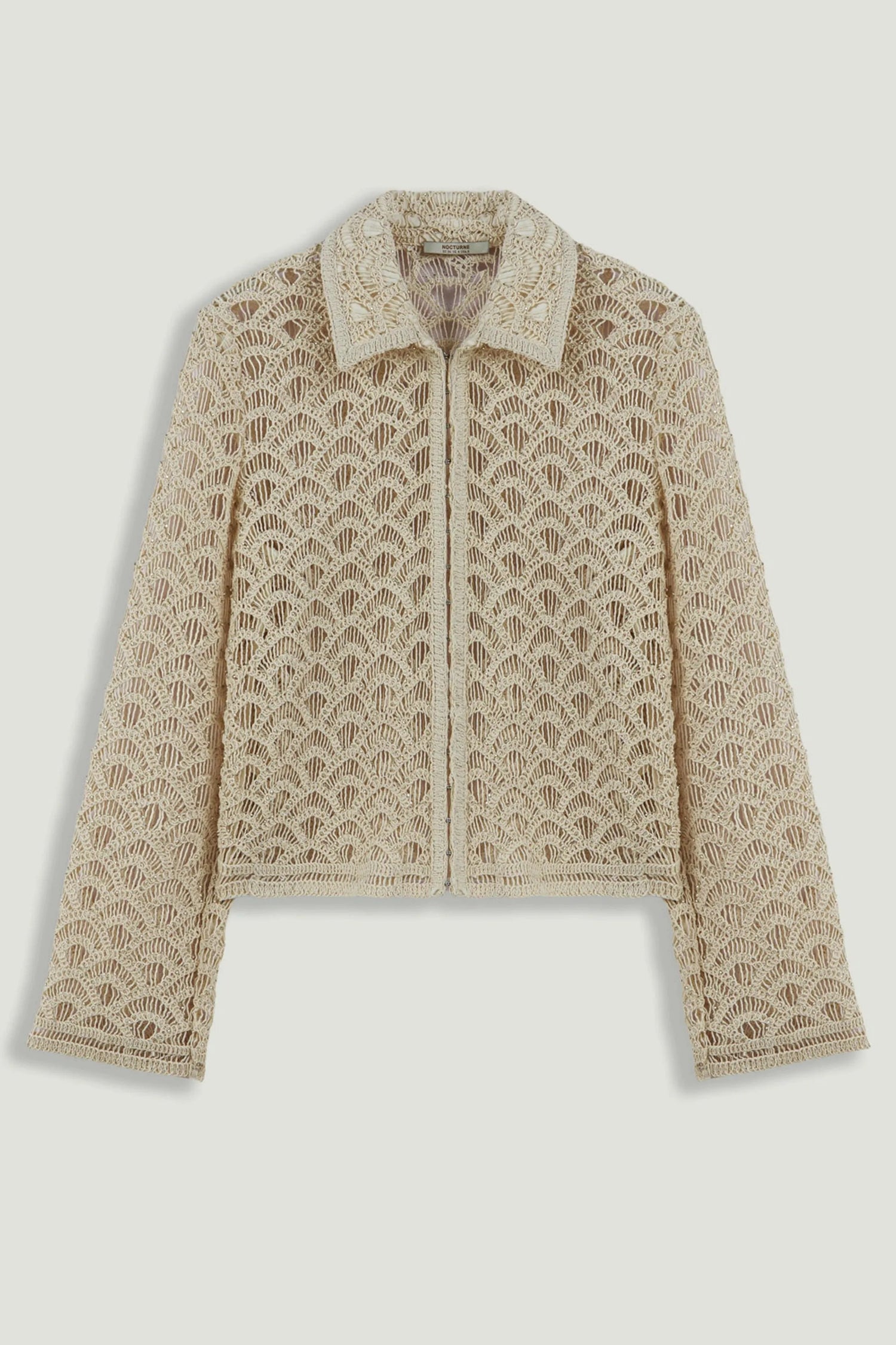 Nocturne Off-White Women Cropped Lace Jacket SKU: N26YN5375_0014 Image 01