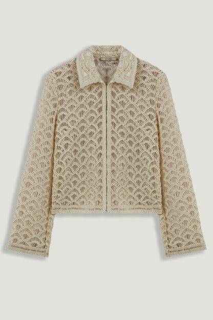 Nocturne Off-White Women Cropped Lace Jacket SKU: N26YN5375_0014 Image 01