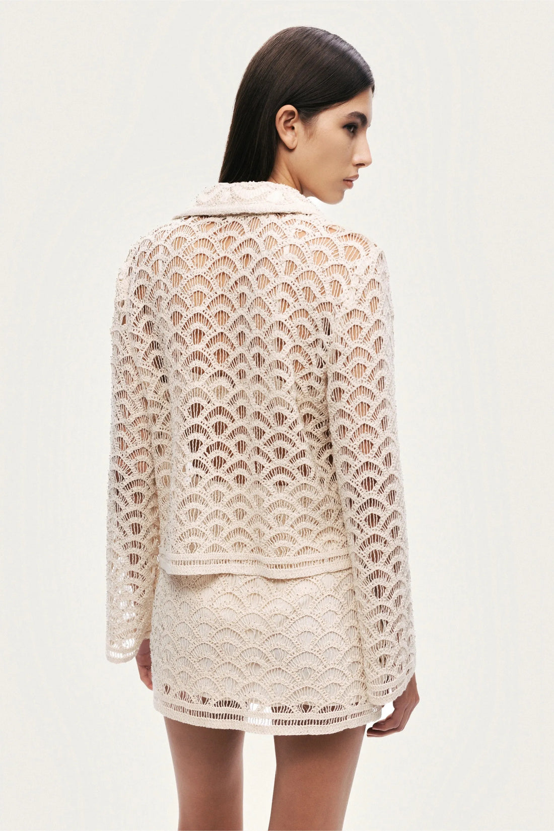 Nocturne Off-White Women Cropped Lace Jacket SKU: N26YN5375_0014 Image 07