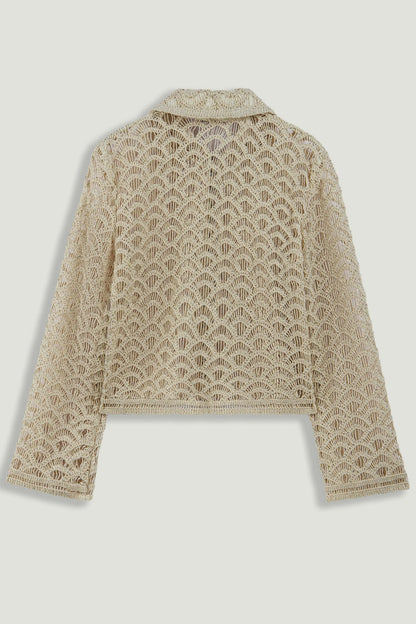 Nocturne Off-White Women Cropped Lace Jacket SKU: N26YN5375_0014 Image 09
