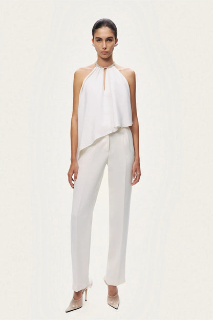 Nocturne White Women Embellished Halter Blouse SKU: N26YN6219_0001 Image 02