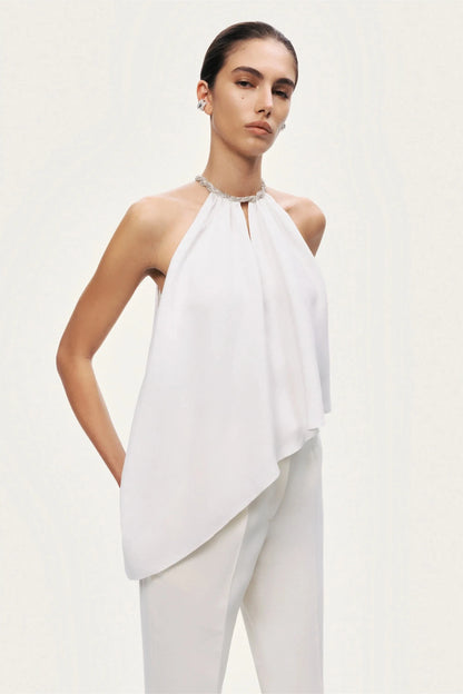 Nocturne White Women Embellished Halter Blouse SKU: N26YN6219_0001 Image 05