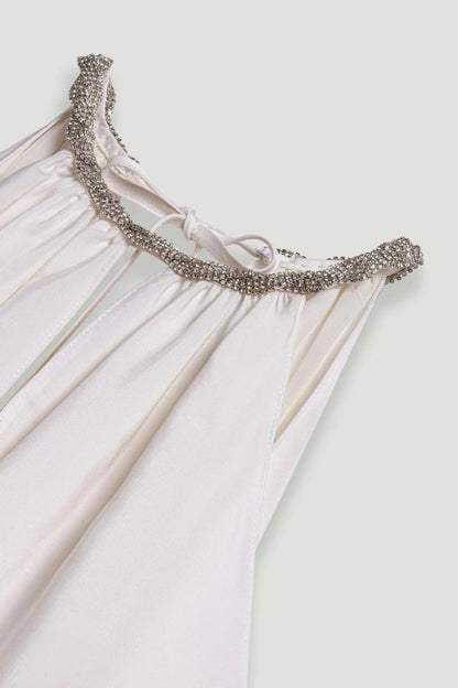 Nocturne White Women Embellished Halter Blouse SKU: N26YN6219_0001 Image 08