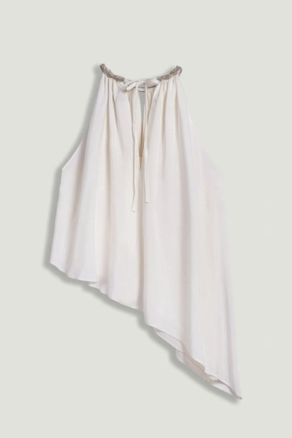Nocturne White Women Embellished Halter Blouse SKU: N26YN6219_0001 Image 09
